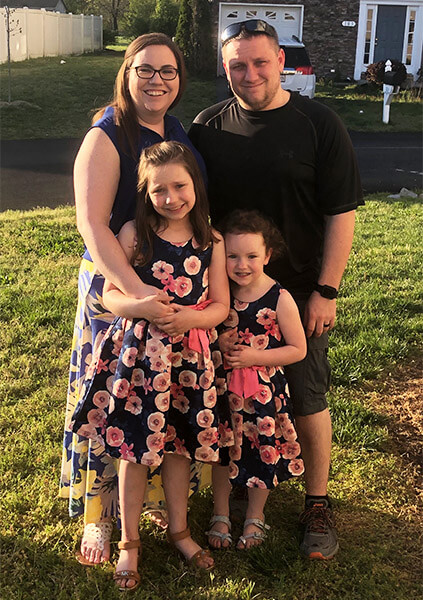 Nick Bordenski with his wife, Tiffany, and two daughters.
