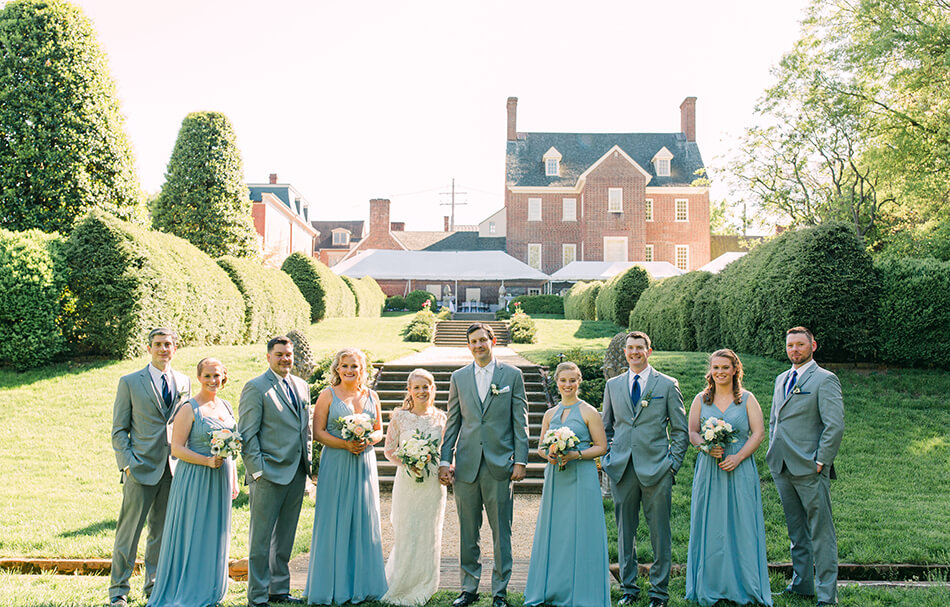 Newlyweds Gretchen and Sean hosted their Annapolis wedding reception at the historic William Paca House.
